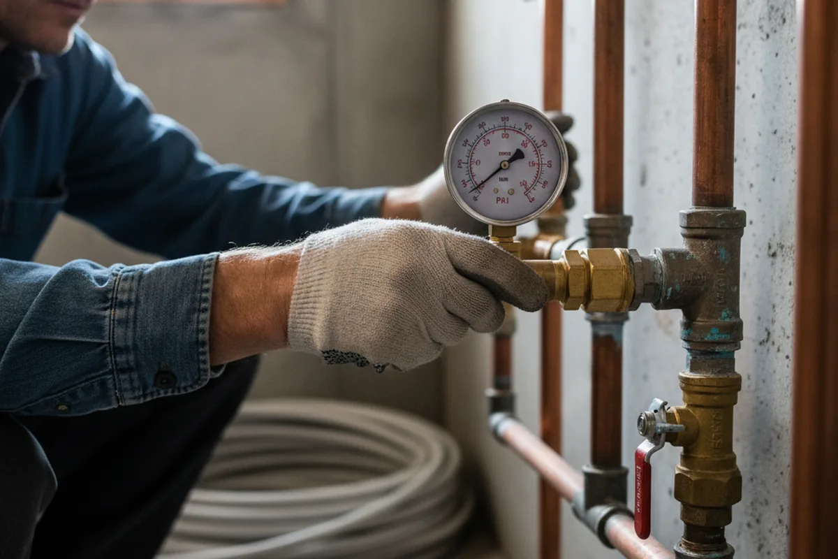 Pressure testing a repaired line during Water Line Repair in Franklin Lakes